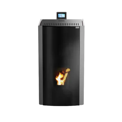Woody Total Glass – Wasserführender Pelletofen 24 kW | A++ | Metallic | Doppeltür