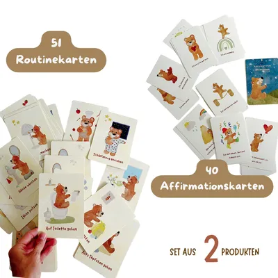 Bundle: Routinekarten + Affirmationskarten mit dem kleinen Bär