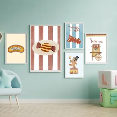 Zirkus Poster Set – 5er Galerie für eine komplette Themenwand