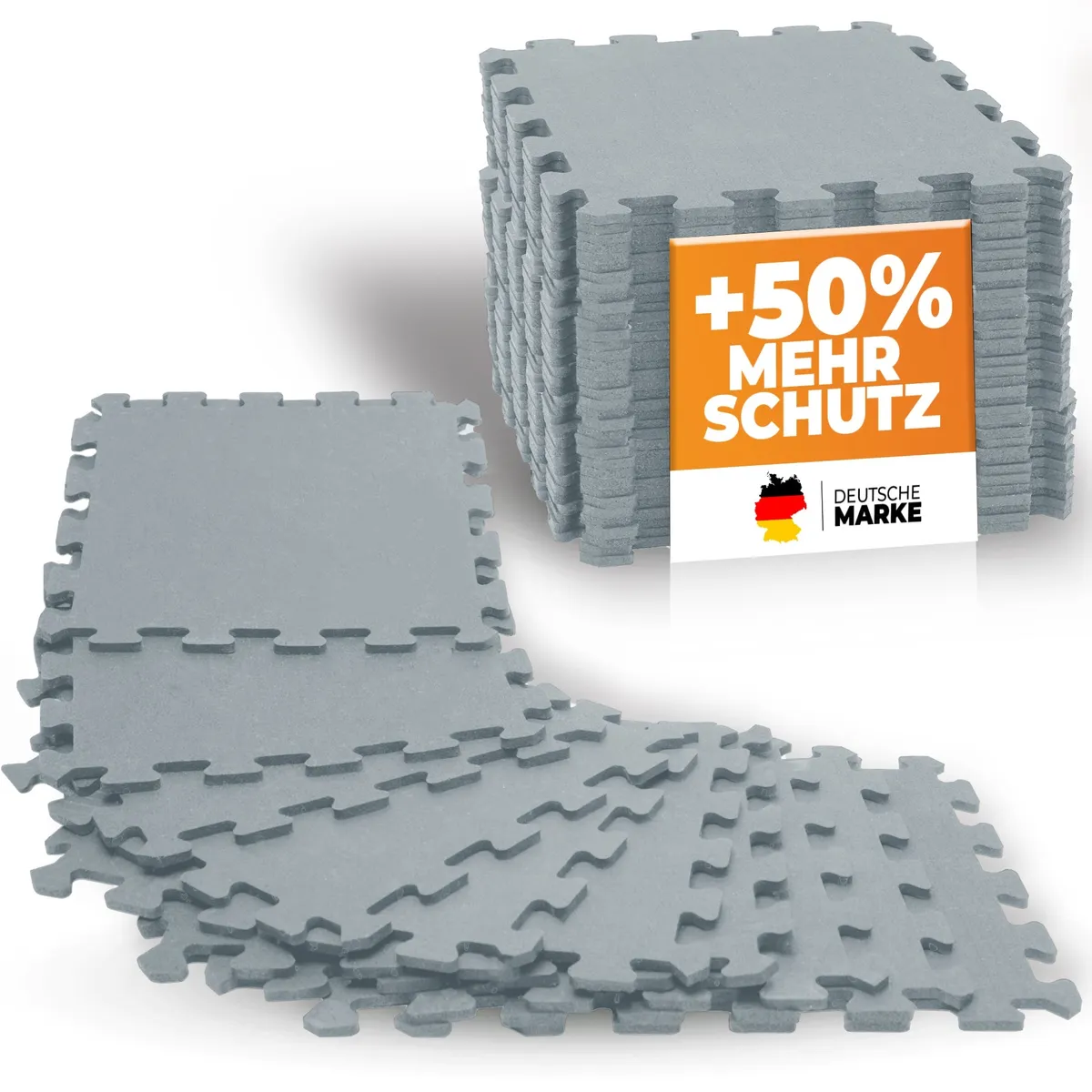 Bodenschutzmatte in Farbe (Fitness Puzzlematte) – Hellgrau 1 x 8 Stück (8 Stück) (B‑Ware) – Bild 1