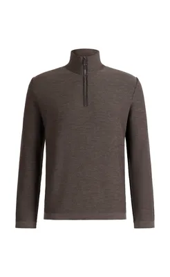 Leichter Doubleface-Zipptroyer: außen Merino-, innen Baumwolle, relxed fit