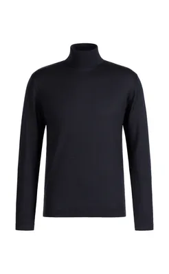 Edel und ultrasoft: Rollkragenpullover aus feinster Merinowolle-Seide-Mischung, regular fit