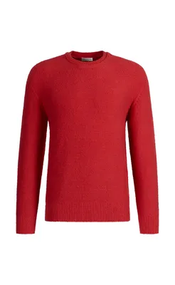 Nahtlos gestrickter Rundhals-Pullover aus hautfreundlicher Winterbaumwolle, relaxed fit