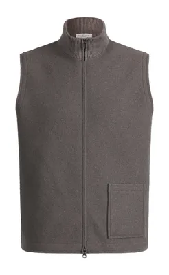 Zippgilet aus reinem Outdoor-Merino-Wollwalk, relaxed fit