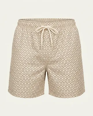 SL-205 Swimshort Monogramm Ecru