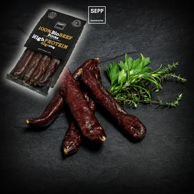 SEPP' Bio-BEEF-Sticks - High Protein, ohne Zucker, ohne Pökelsalz (4 Stk.) IT BIO 013