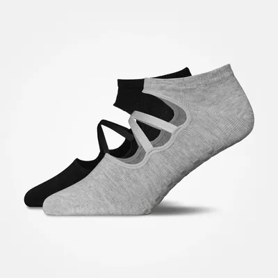 Pilates Socken mit Riemchen | Mix (Schwarz/Grau)