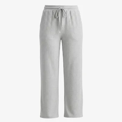 Loungehose Damen Rippstruktur | Hellgrau Meliert