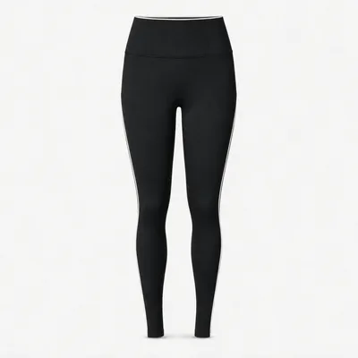High Waist Leggings mit Retro Kontraststreifen | Schwarz