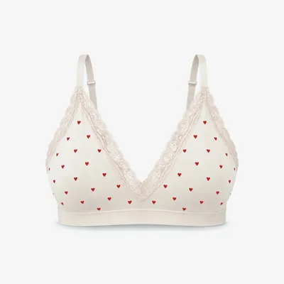 Seamless Spitzen Bralette | Cremeweiß mit Herzchen