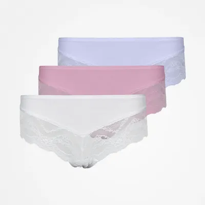 Hipster Panties mit Spitze | Mix (Weiß/Rosa/Lila)
