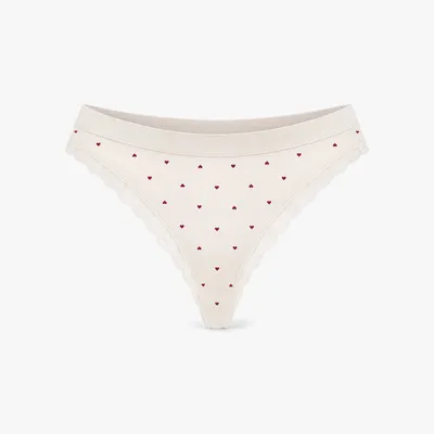 Seamless Strings mit Spitze | Cremeweiß mit Herzchen