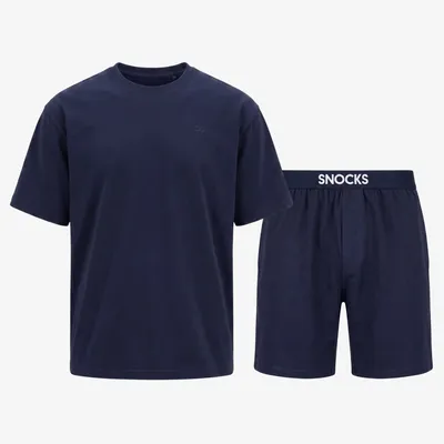 Schlafanzug Set Herren kurz | Dunkelblau