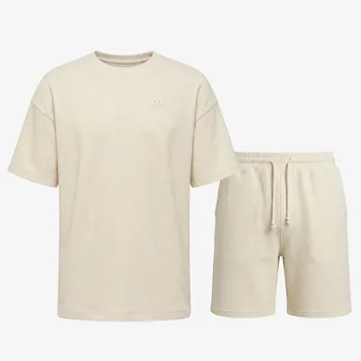 Schlafanzug Set Waffle Herren kurz | Beige